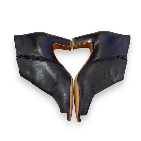 Maison Martin Margiela Black Leather Open Toe Side Zip Heeled Booties Sz 37.5 EU - Picture 4 of 12